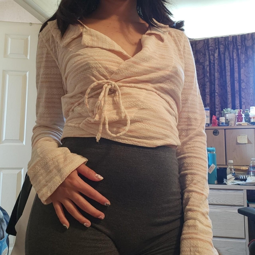 Free people long sleeve wrap top